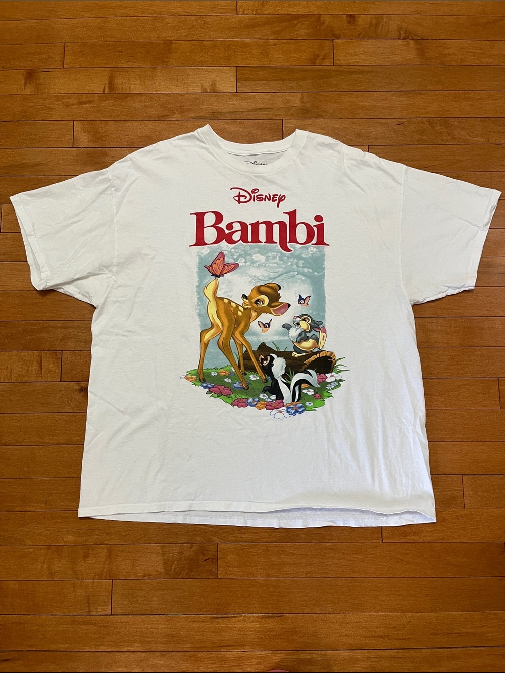 Disney Bambi White Graphic Short Sleeve Tee with Colorful Print